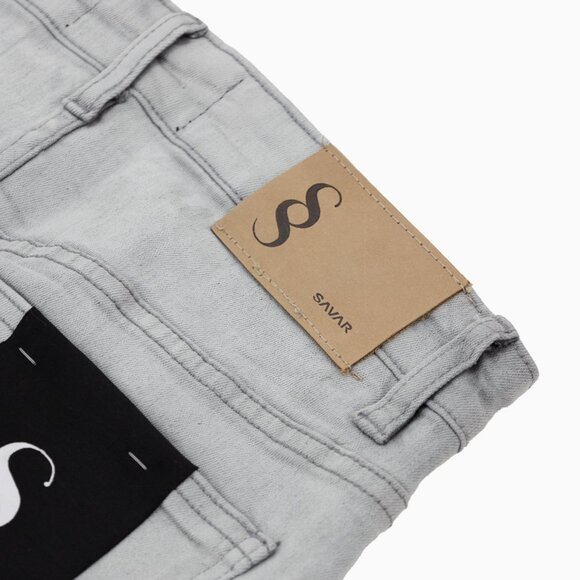 Savar Men's Savar Ice Grey Slim Denim Jeans Pant (Brand New) - Picture 8 of 8